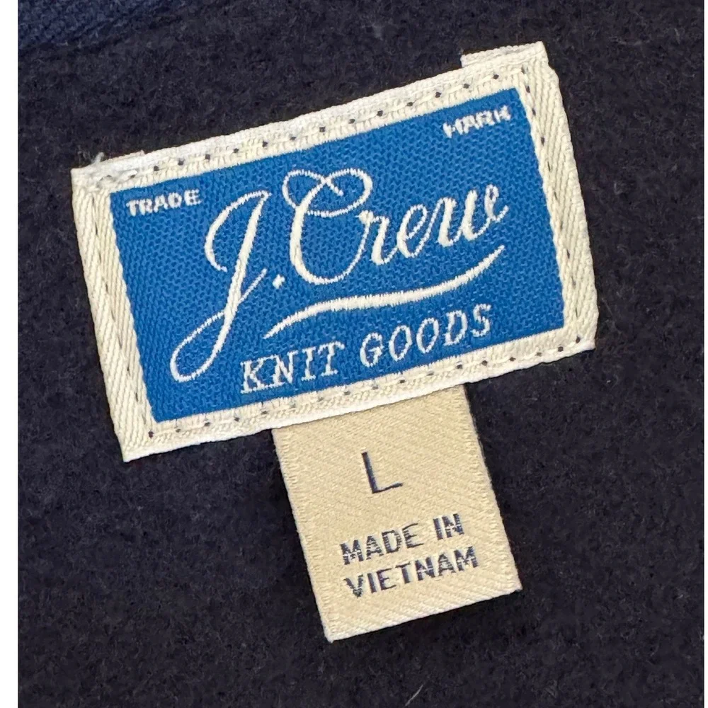 J. Crew Mens Brushed Fleece Half Zip Sweatshirt L Navy Tan Print Pullover AU003